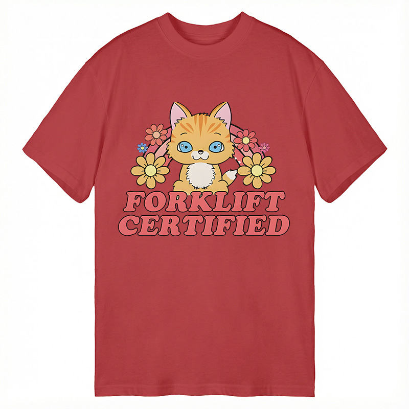 Modecanvas Forklift Certified Cat Meme DTG Printing Classic T-Shirt-modecanvas