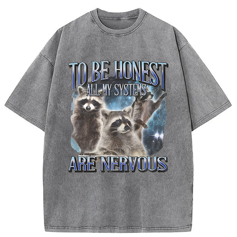 Modecanvas To Be Honest All My Systems Are Nervous DTG Printing Washed T-Shirt