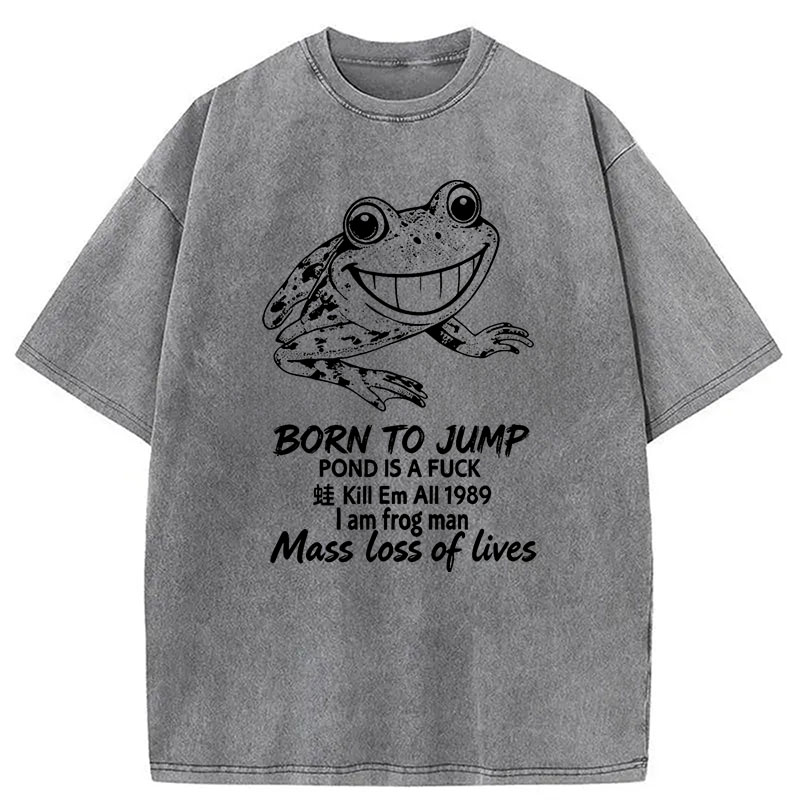 Modecanvas Born To Jump DTG Printing Washed T-Shirt