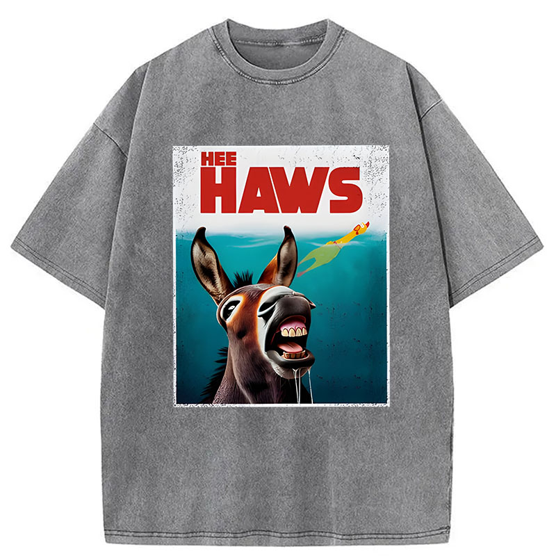 Modecanvas Funny Donkey And Rubber Chicken DTG Printing Washed T-Shirt