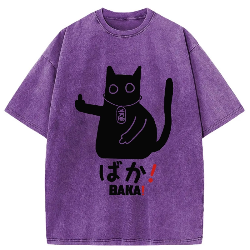 Modecanvas Japanese Baka Cat Washed T-Shirt