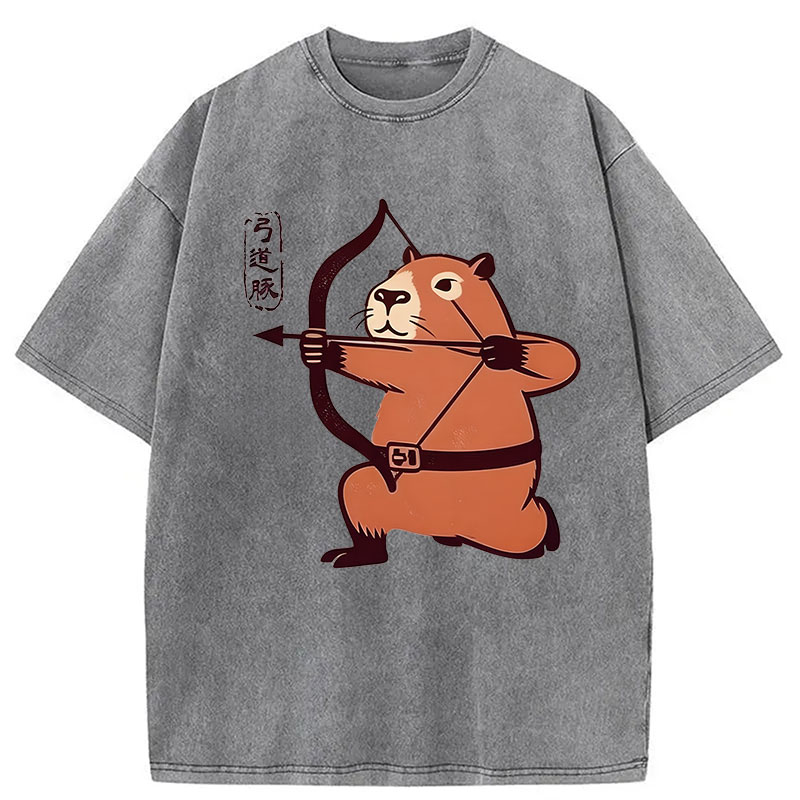 Modecanvas The Capybara Archer DTG Printing Washed T-Shirt