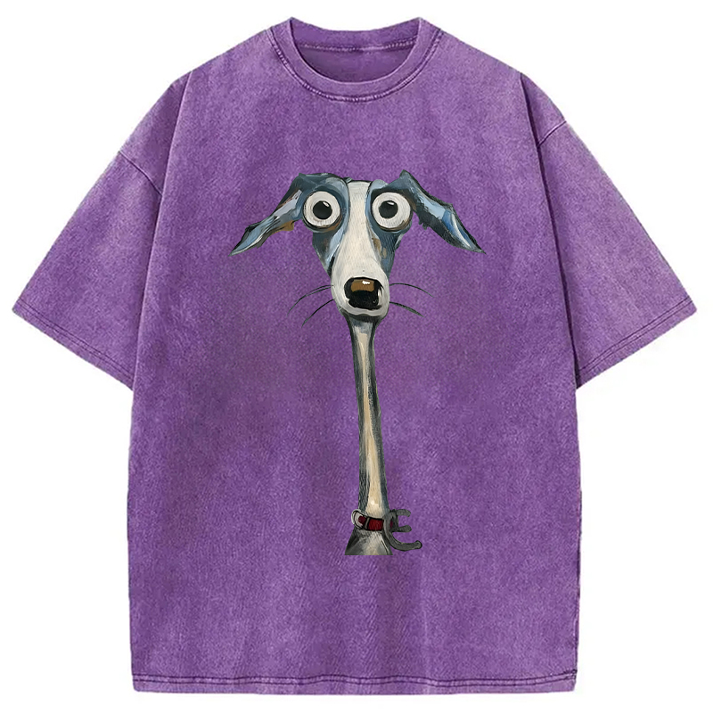 Modecanvas Funny Dog Art DTG Printing Washed T-Shirt