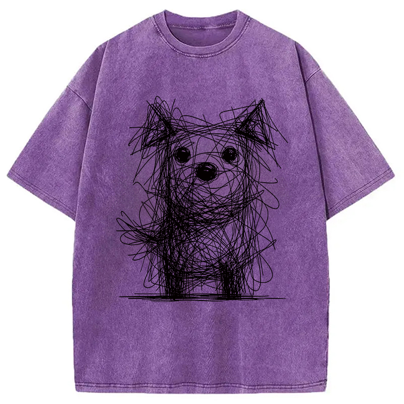 Modecanvas Scruffy Dog Chaos Art DTG Printing Washed T-Shirt
