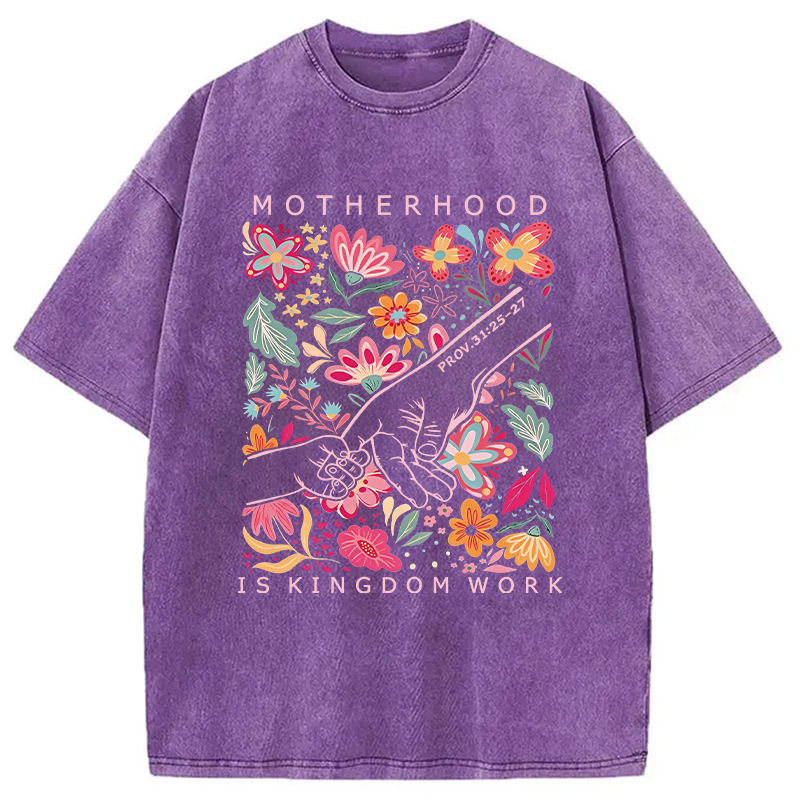 Modecanvas Motherhood Is Kingdom Work DTG Printing Washed T-Shirt