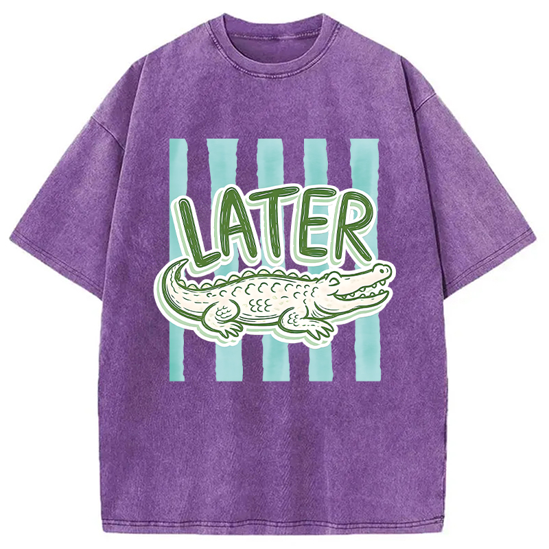 Modecanvas After While Crocodile DTG Printing Washed T-Shirt