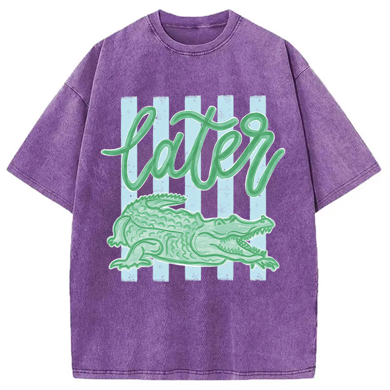 Modecanvas Later Gator Preppy Vacation DTG Printing Washed T-Shirt