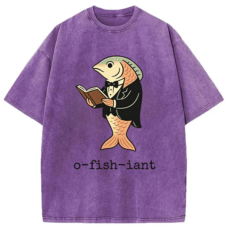 Modecanvas Fisherman O-fish-iant DTG Printing Washed T-Shirt