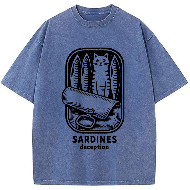 Modecanvas Funny Can Of Sardines Washed T-Shirt