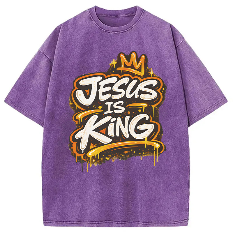 Modecanvas Jesus Is King Street DTG Printing Washed T-Shirt
