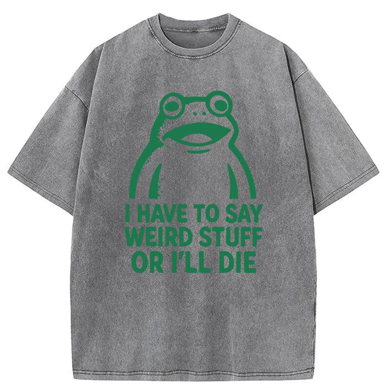 Modecanvas Weird Frog Funny Meme DTG Printing Washed T-Shirt