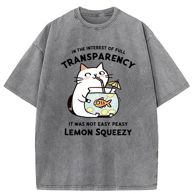 Modecanvas Cat Stealing Fishbowl Lemonade DTG Printing Washed T-Shirt