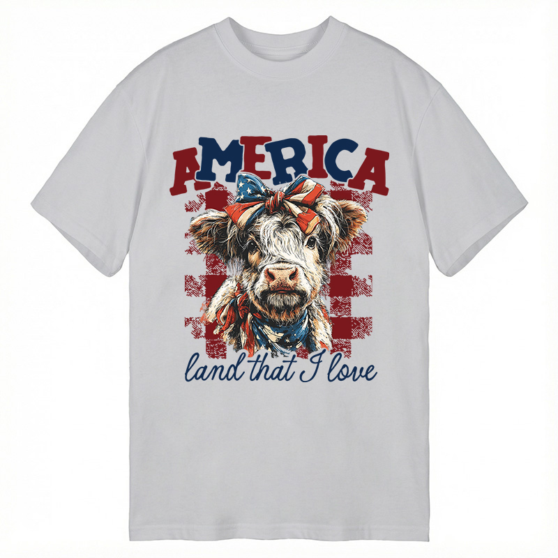 Modecanvas America Cow DTG Printing Classic T-Shirt-modecanvas