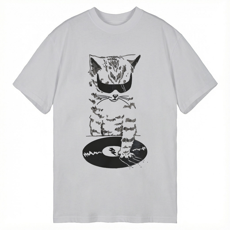 Modecanvas DJ Cat DTG Printing Classic T-Shirt-modecanvas