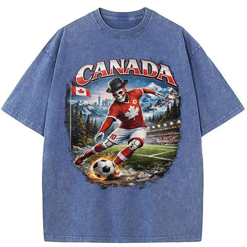 Modecanvas Canada Soccer Vintage DTG Printing Washed T-Shirt
