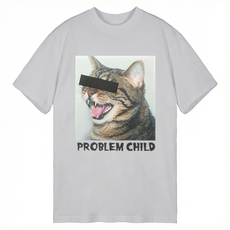 Modecanvas Problem Child Cat DTG Printing Classic T-Shirt-modecanvas