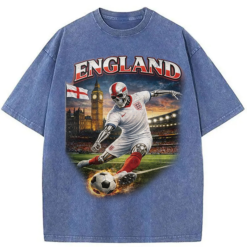 Modecanvas England Soccer DTG Printing Washed T-Shirt