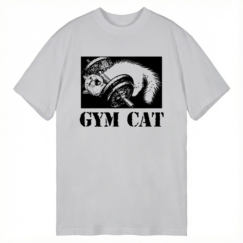 Modecanvas Cat Pumping Iron At The Gym DTG Printing Classic T-Shirt-modecanvas