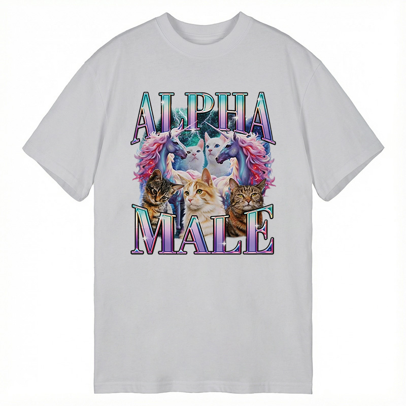 Modecanvas Alpha Male Unicorn Cat DTG Printing Classic T-Shirt-modecanvas