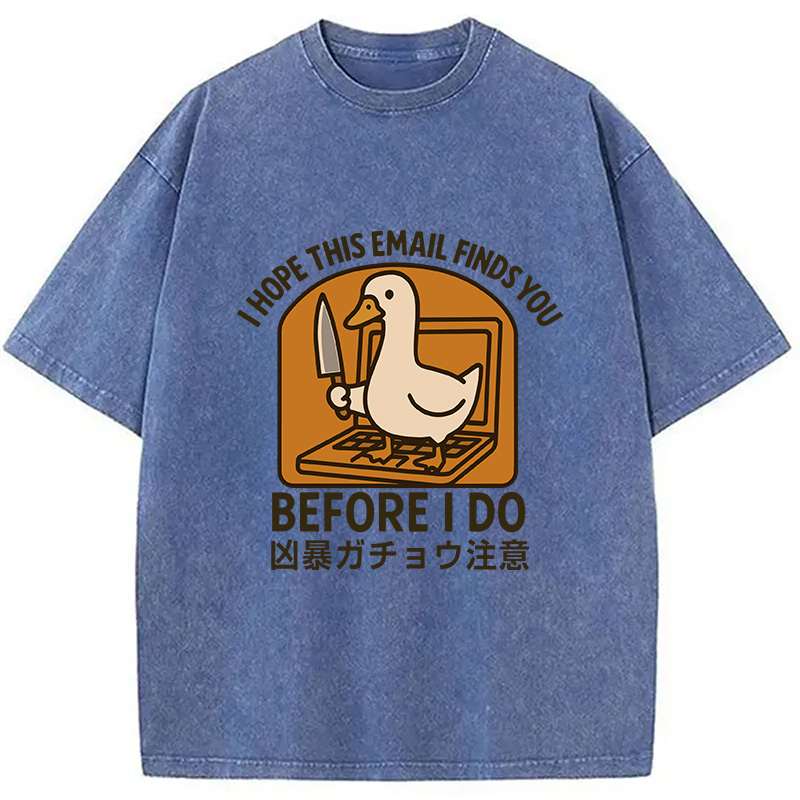 Modecanvas Goose With A Knife Washed T-Shirt-modecanvas