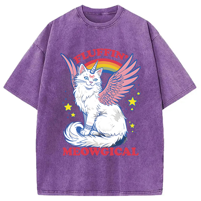 Modecanvas Fluffin Meowgical DTG Printing Washed T-Shirt