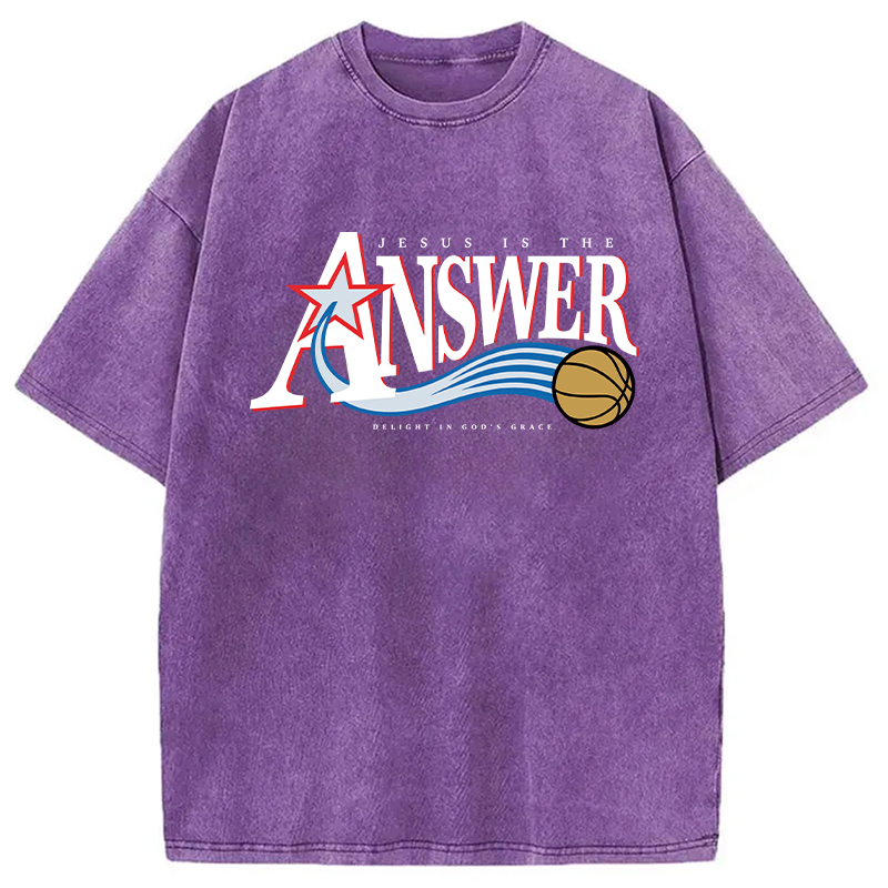 Modecanvas Jesus Is The Answer DTG Printing Washed T-Shirt