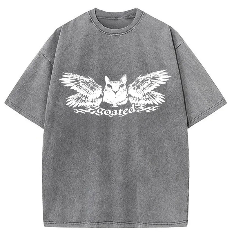Modecanvas Grunge Kitten DTG Printing Washed T-Shirt