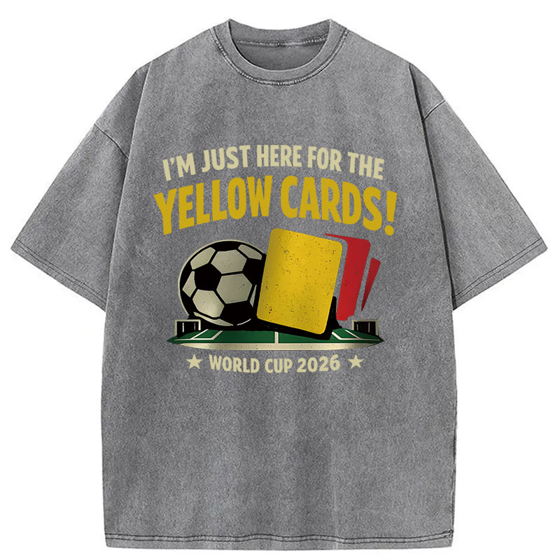 Modecanvas Funny Yellow Card Soccer DTG Printing Washed T-Shirt