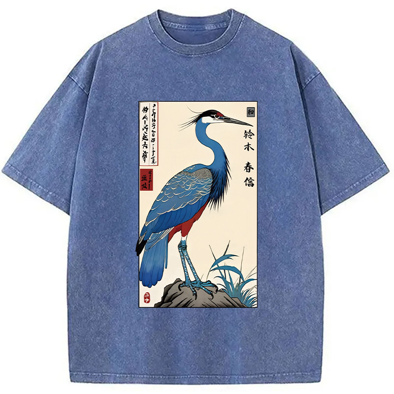Modecanvas Colorful Crane Washed T-Shirt