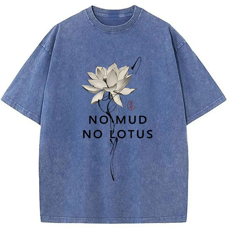 Modecanvas Japanese Zen Lotus Washed T-Shirt-modecanvas