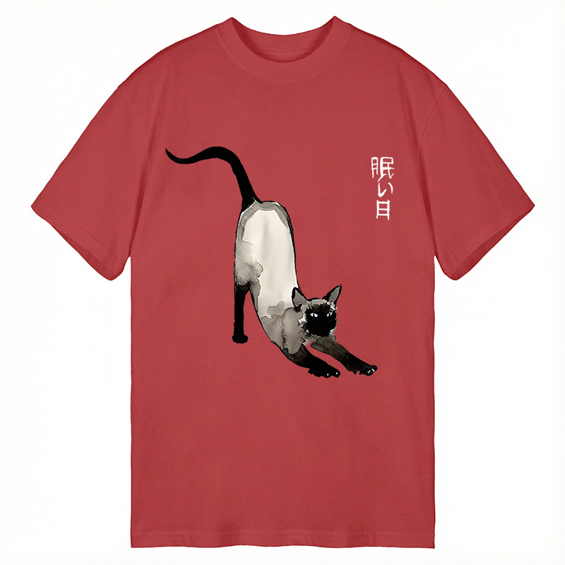Modecanvas Japanese Siamese Cat DTG Printing Classic T-Shirt-modecanvas