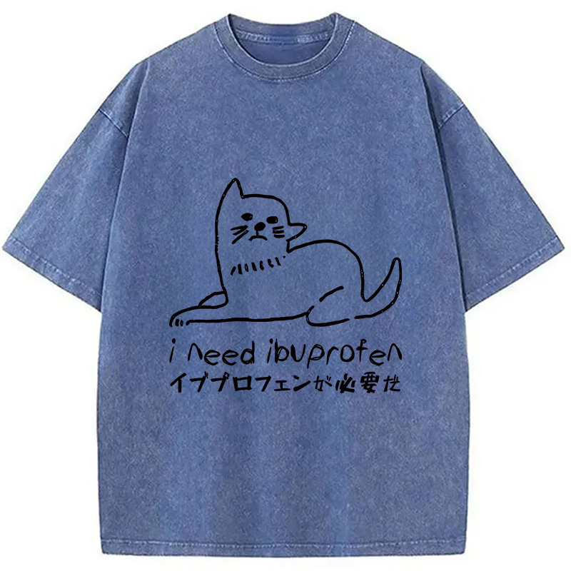 Modecanvas Cats Who Need Ibuprofen Washed T-Shirt
