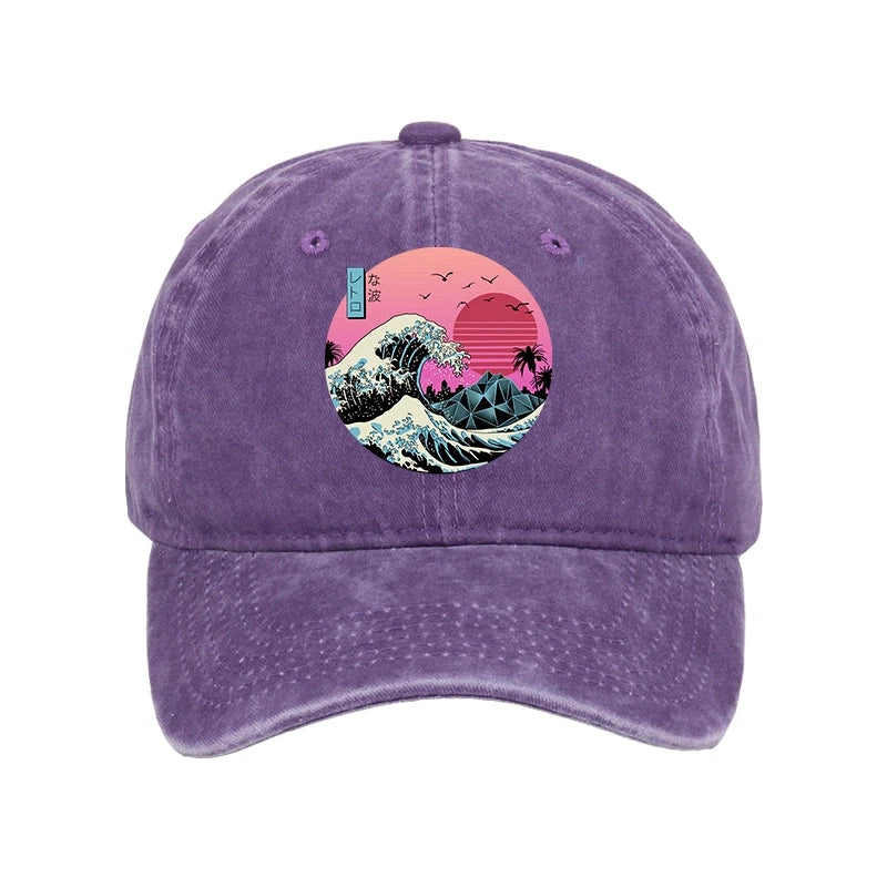 Modecanvas Japanese The Great Retro Wave Washed Cap-modecanvas