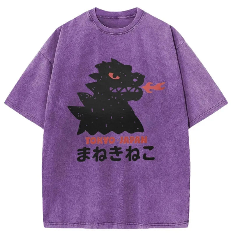 Modecanvas Japanese Fortune Cat Washed T-Shirt