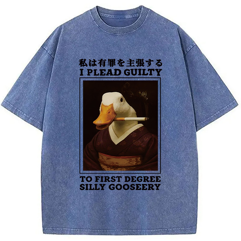 Modecanvas Silly Goose Smoking Funny Washed T-Shirt