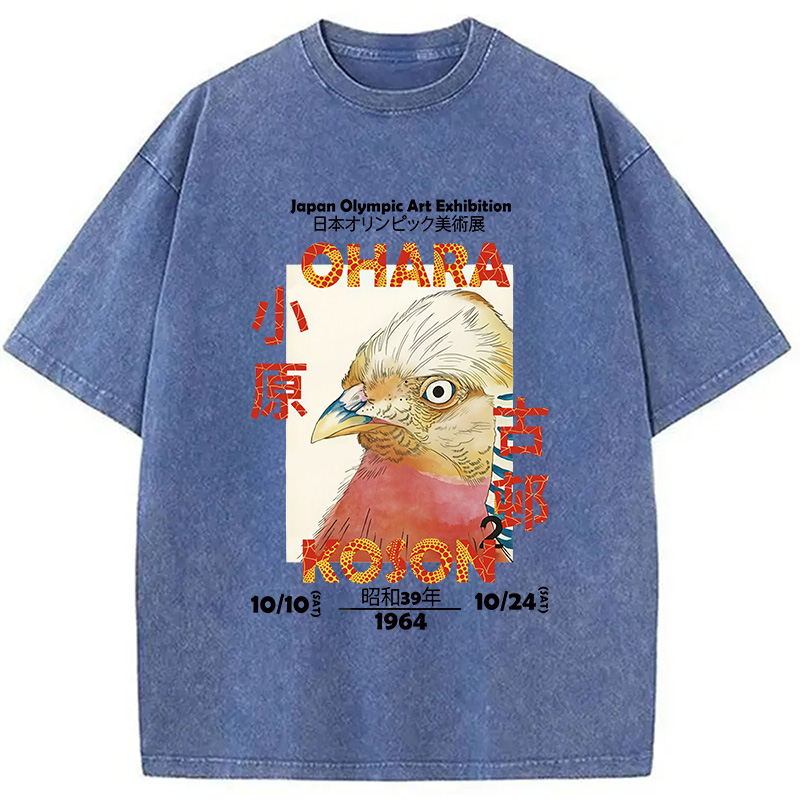 Modecanvas Japanese Bird Poster Washed T-Shirt