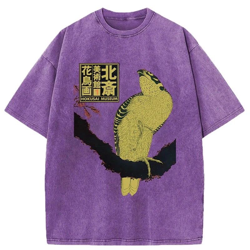Modecanvas Hokusai Museum Flower And Bird Washed T-Shirt