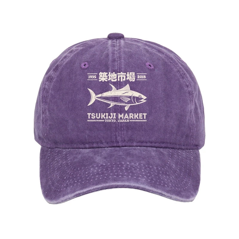 Modecanvas Retro Tsukiji Fish Market Streetwear Tokyo Washed Cap-modecanvas