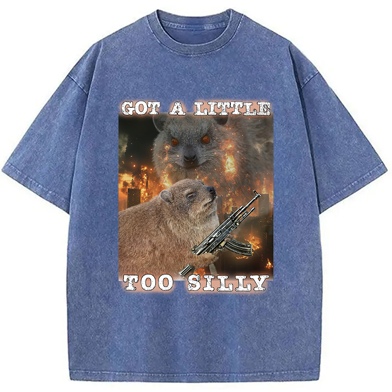 Modecanvas Got A Little Too Silly Rock Hyrax Washed T-Shirt