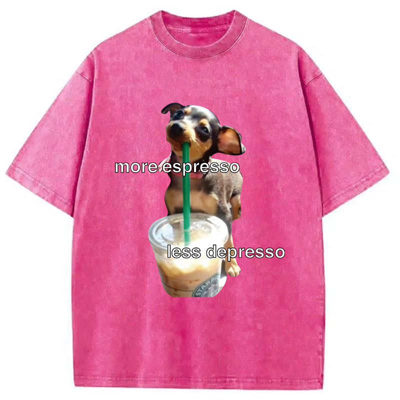 Modecanvas More Espresso Less Depresso Meme Washed T-Shirt