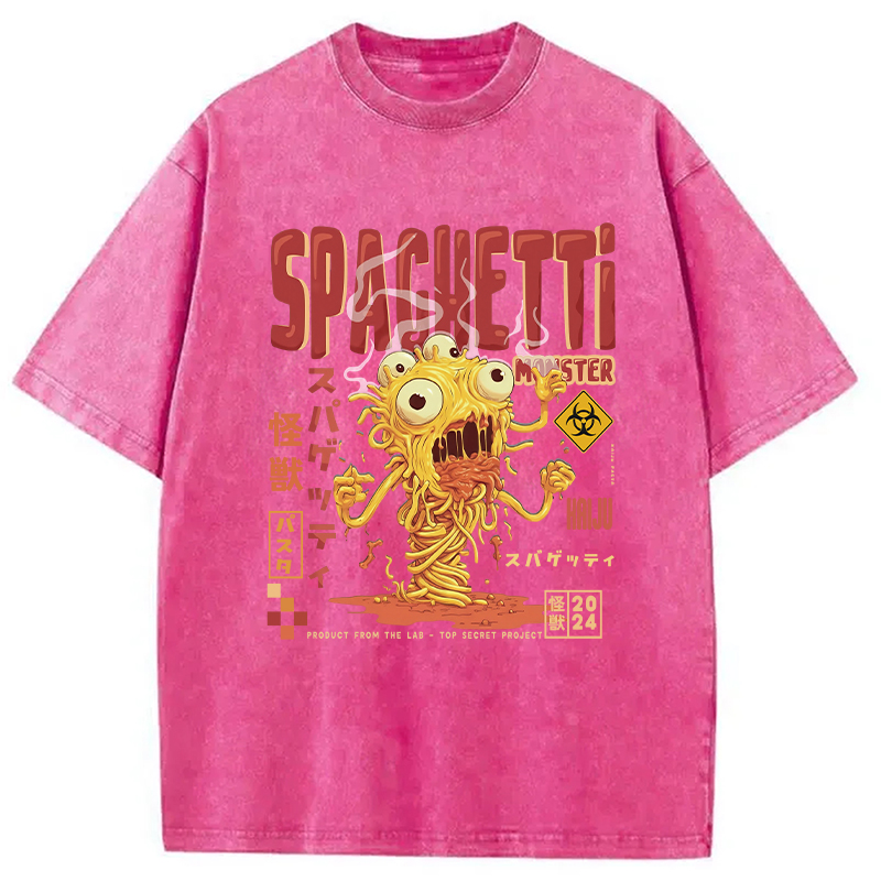 Modecanvas Monster Spaghetti Japanese Retro Tokyo Washed T-Shirt