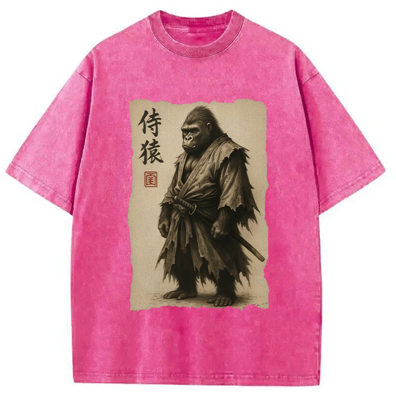 Modecanvas Samurai Gorilla Washed T-Shirt-modecanvas