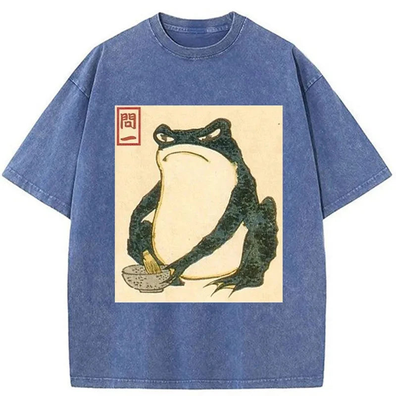 Modecanvas Matsumoto Hoji Japanese Frog Washed T-Shirt-modecanvas