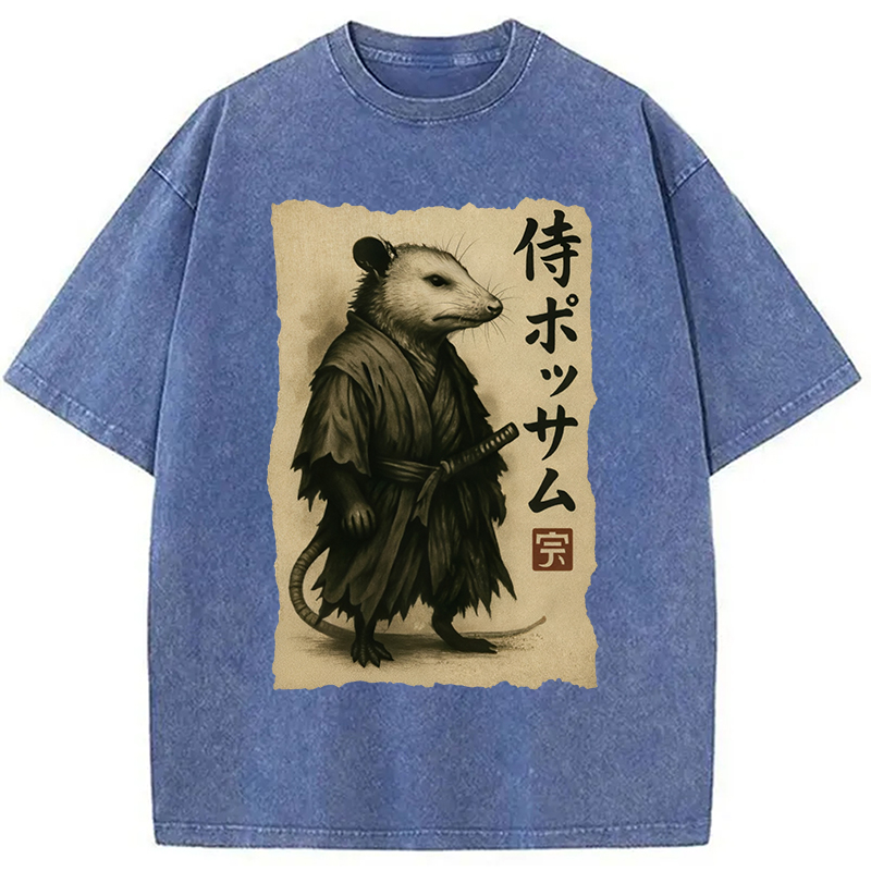 Modecanvas Samurai Opossum Washed T-Shirt