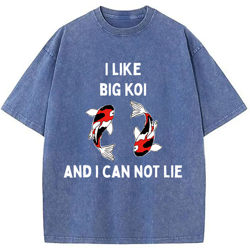Modecanvas Vintage Koi Fish I Like Big Koi Washed T-Shirt