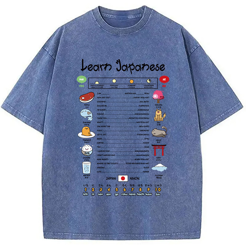 Modecanvas Learn Japanese Washed T-Shirt