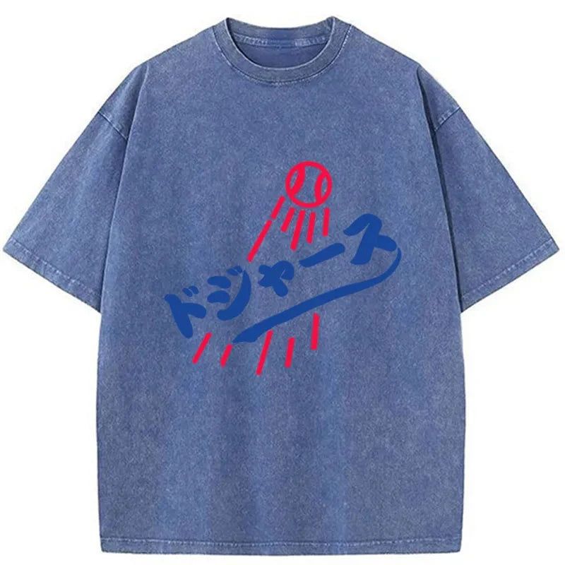 Modecanvas Japanese Baseball Washed T-Shirt-modecanvas