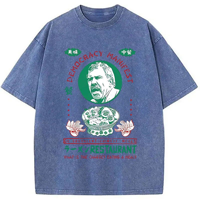 Modecanvas Delicious Chinese Food Washed T-Shirt-modecanvas