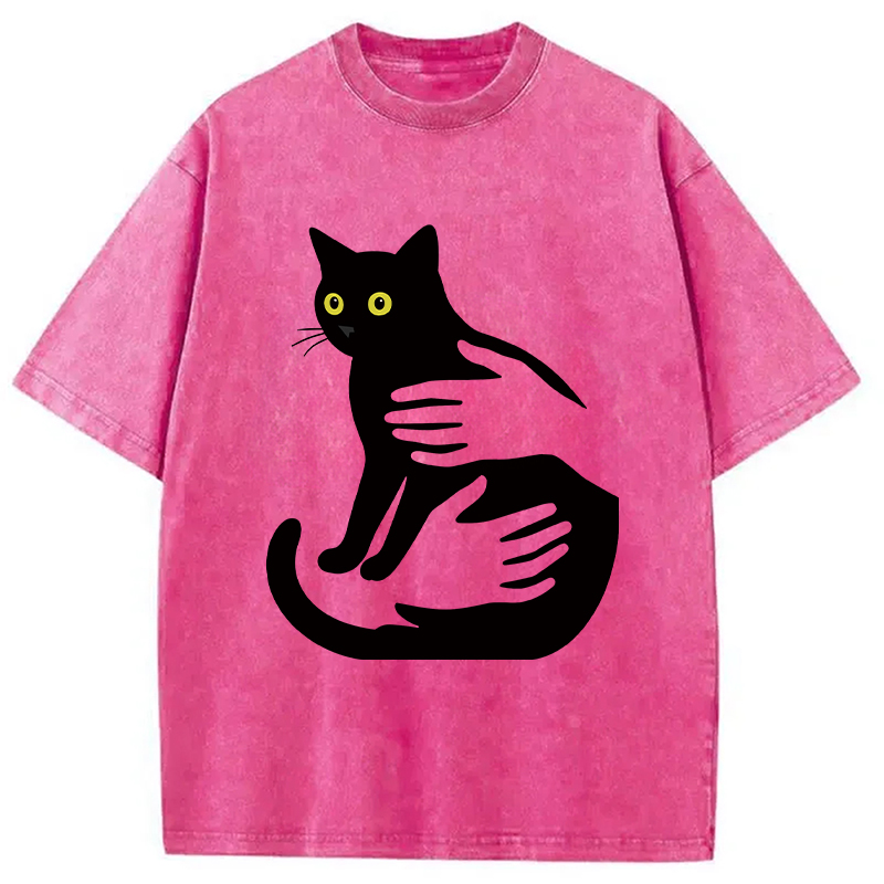 Modecanvas Hug A Black Cat Washed T-Shirt