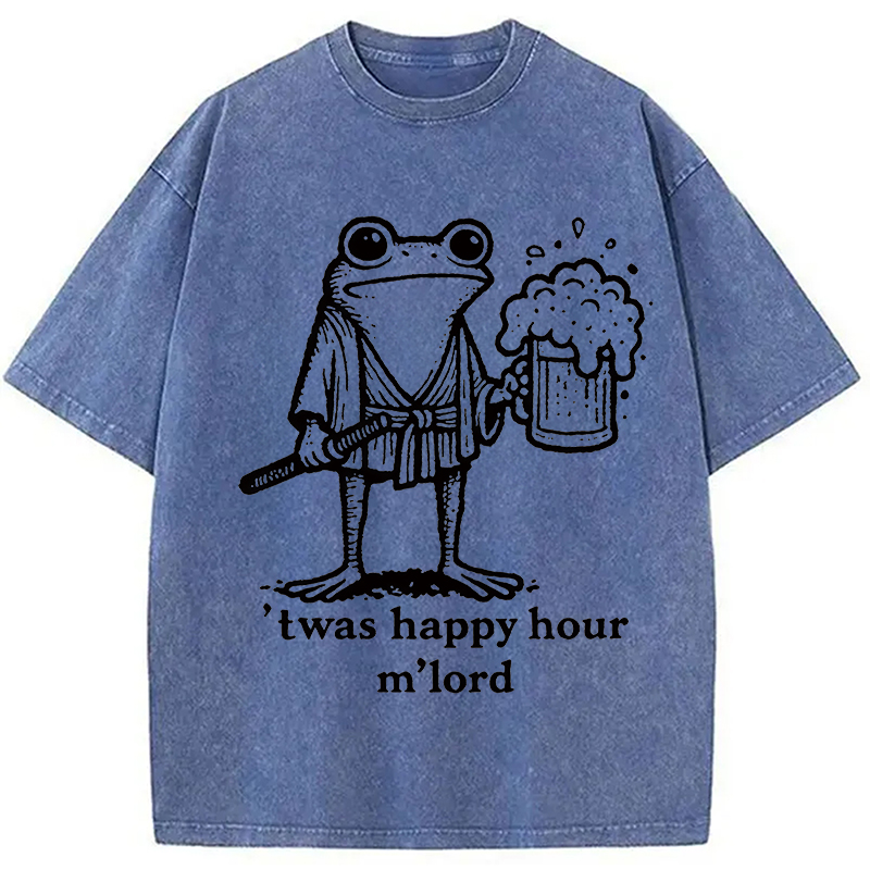 Modecanvas Happy Hour Frog Washed T-Shirt